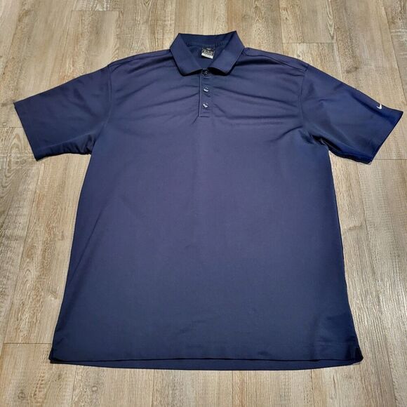 Nike Golf Dri Fit UV Protection Basic Solid Navy Polo Shirt Men's Size XL - Picture 1 of 7